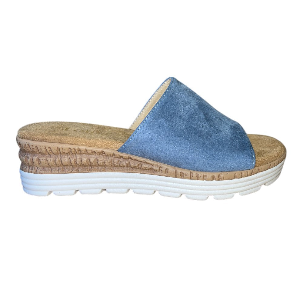 Lotus Pandora Blue Wedge Mules