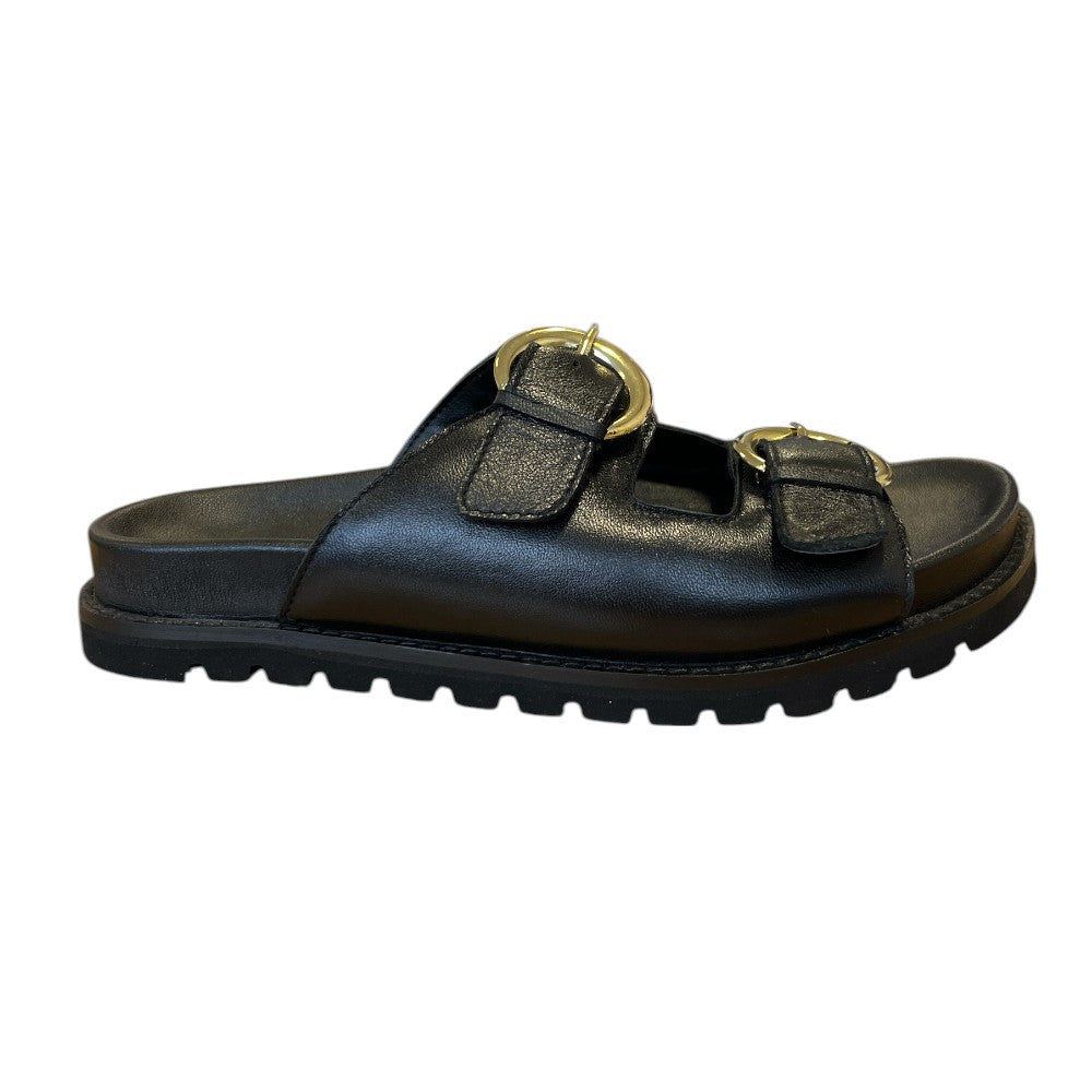 Lotus Marino Black Leather Mules