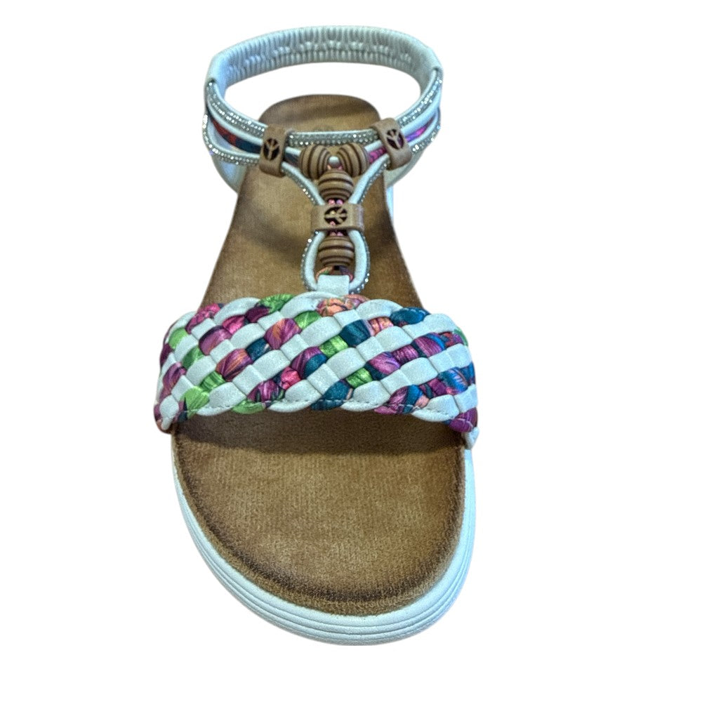 Lotus Russo White Flat Sandals