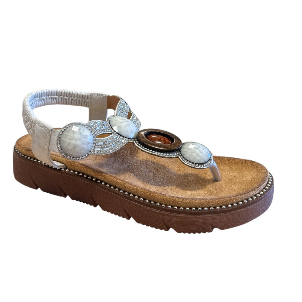 Lotus White Toe-Post Sandals