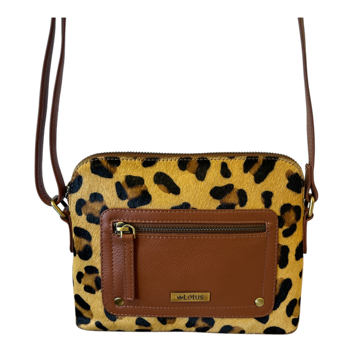 Lotus Tan Leopard Print Cross Body Bag