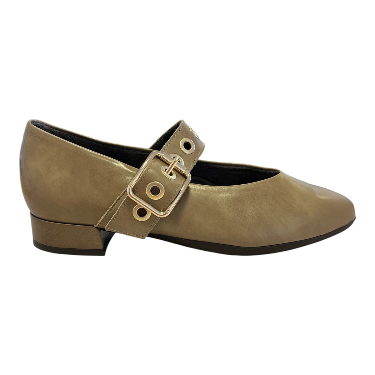 Pitillos Taupe Leather Mary-Jane Flats 11.672