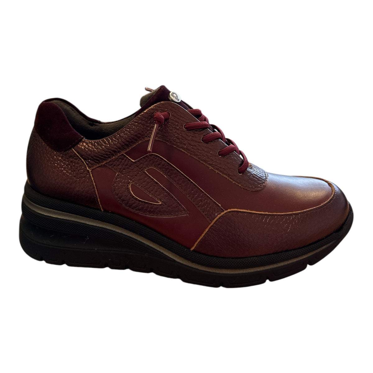 Pitillos Burgundy Leather Wedge Trainers 11.610