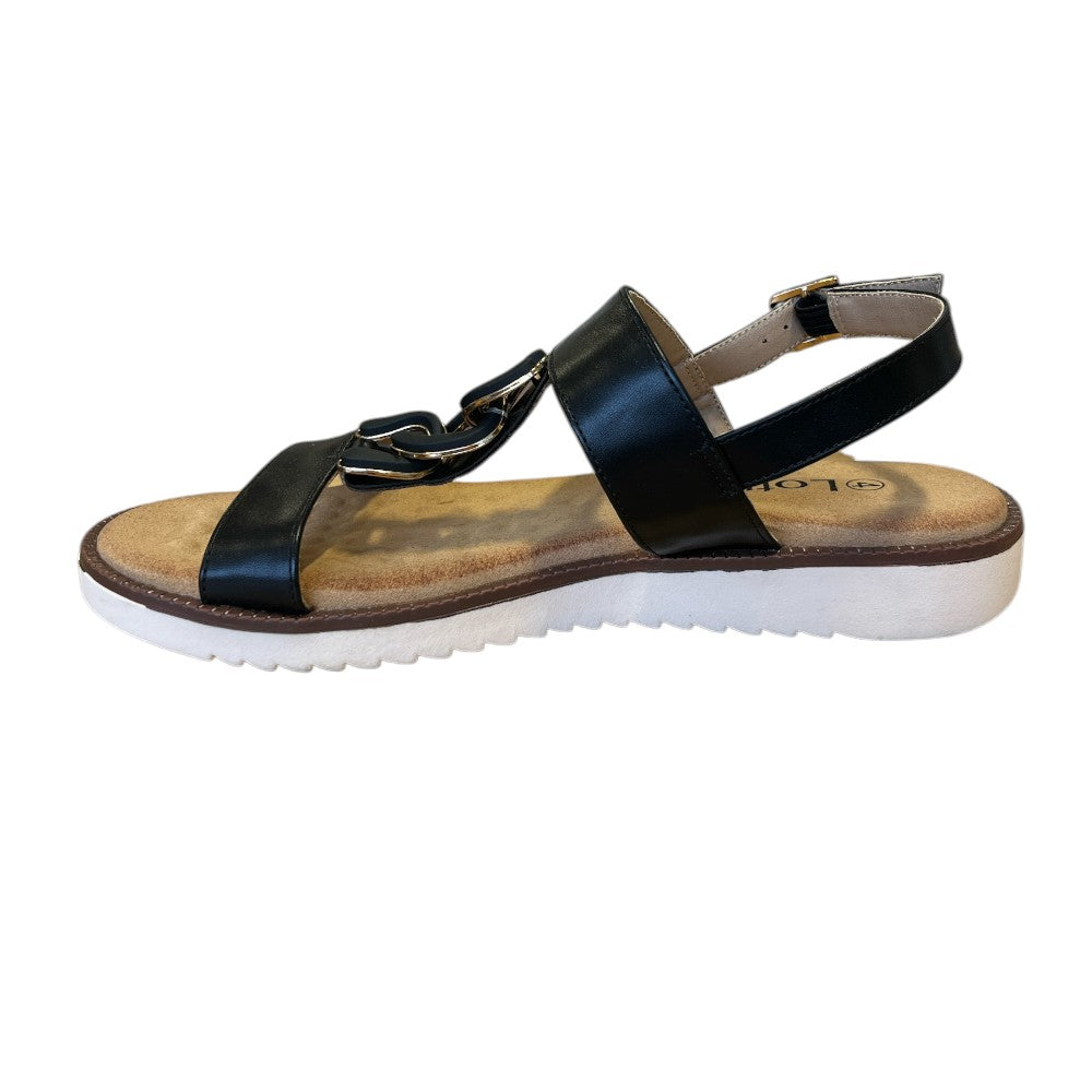 Lotus Joana Black Open-Toe Slingback Sandals