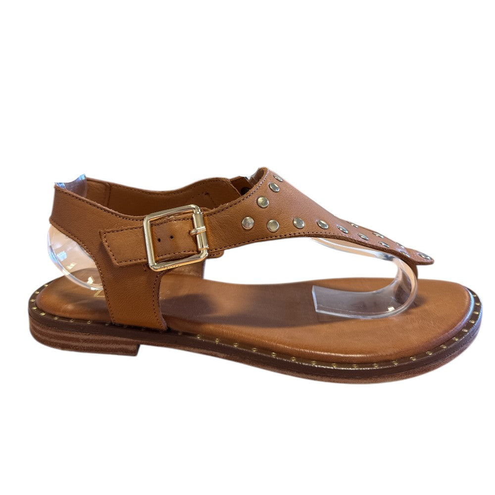 Lotus Juanita Tan Leather Flat Sandals