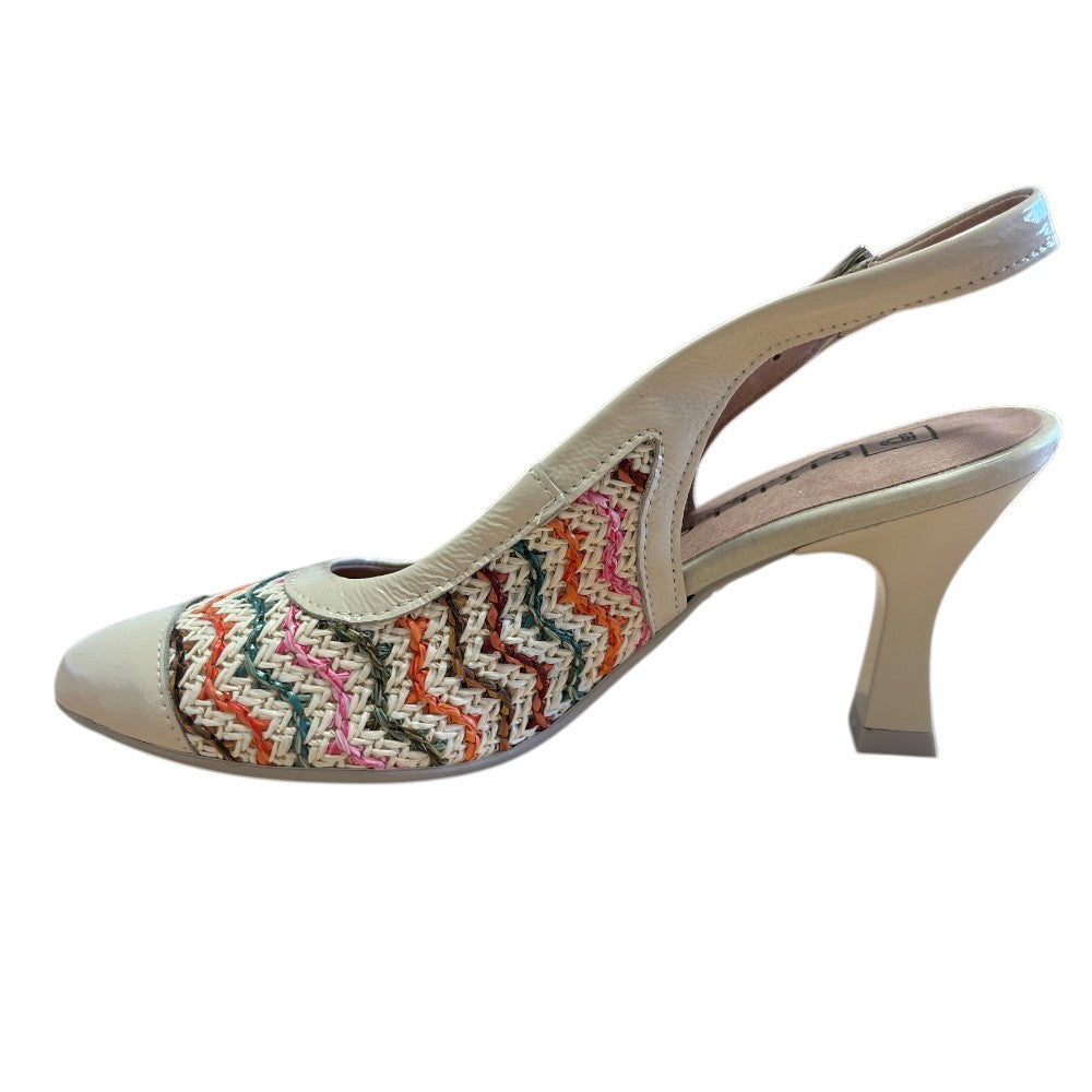 Pitillos 11.195 Beige Patent Slingback Court Shoes
