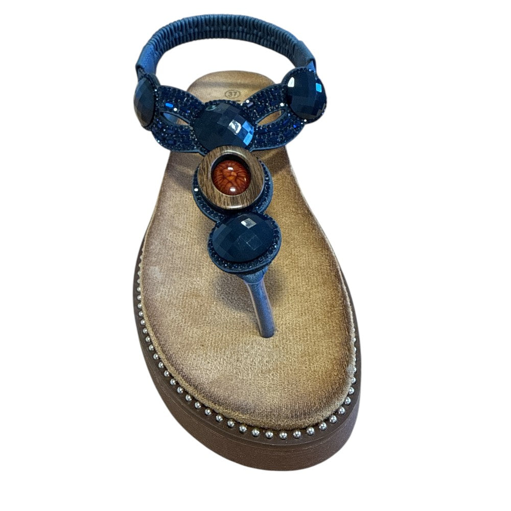 Lotus Alcina Navy Toe-Post Sandals