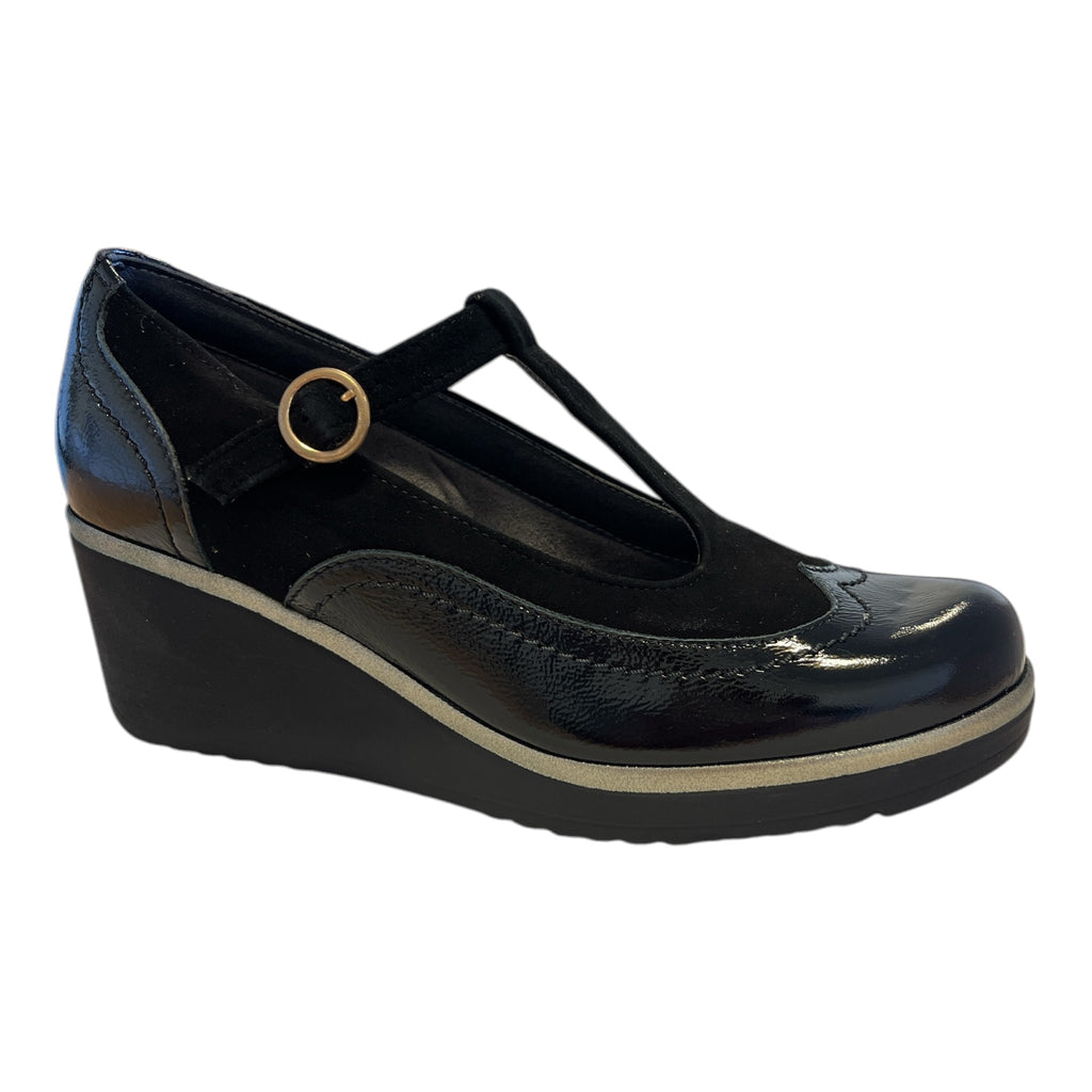 Pitillos Black Leather Wedge Shoes 20.533