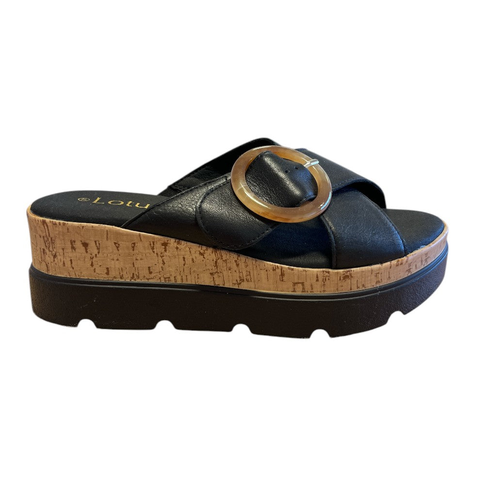 Lotus Paloma Black Leather Mules