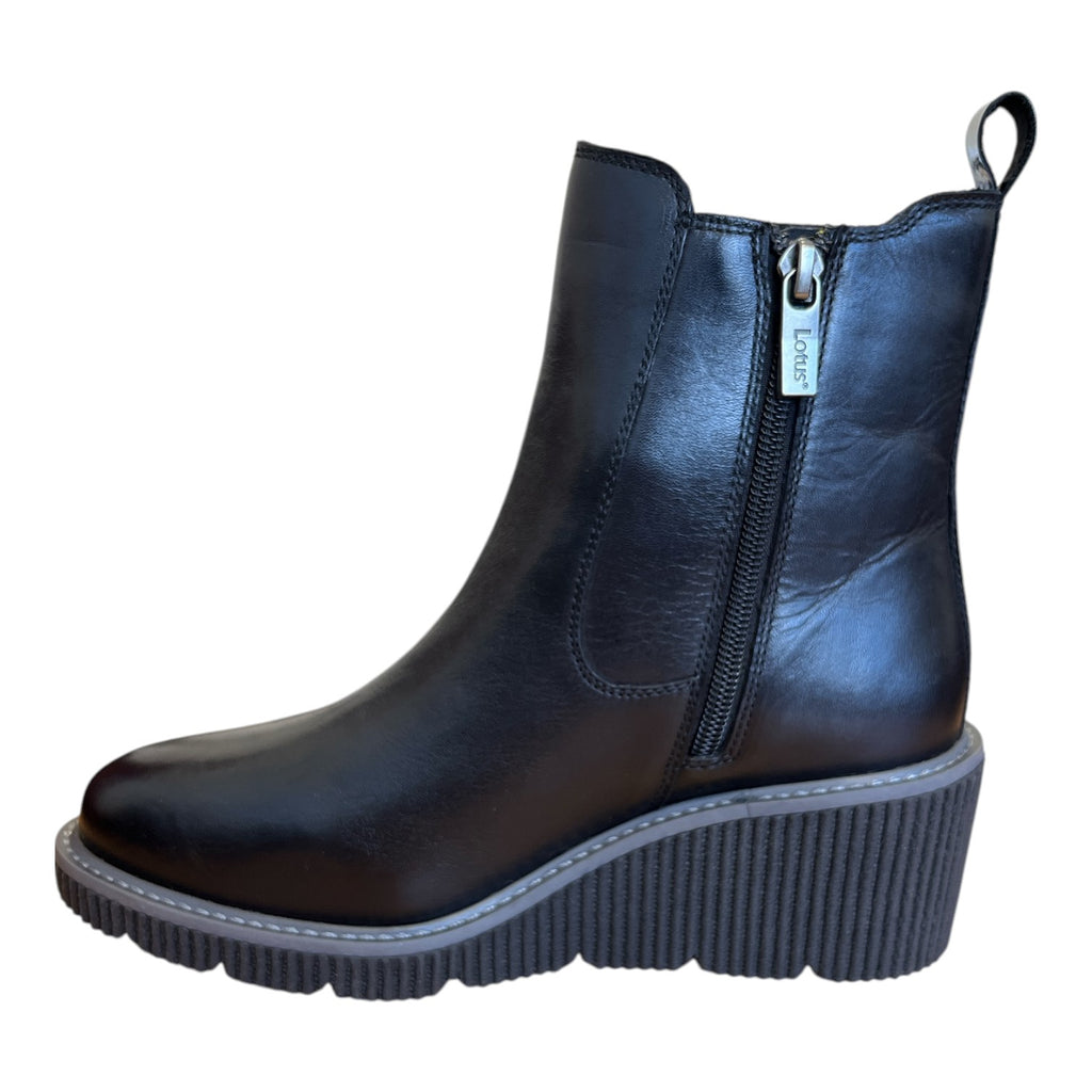 Lotus Lavania Black Wedge Boots
