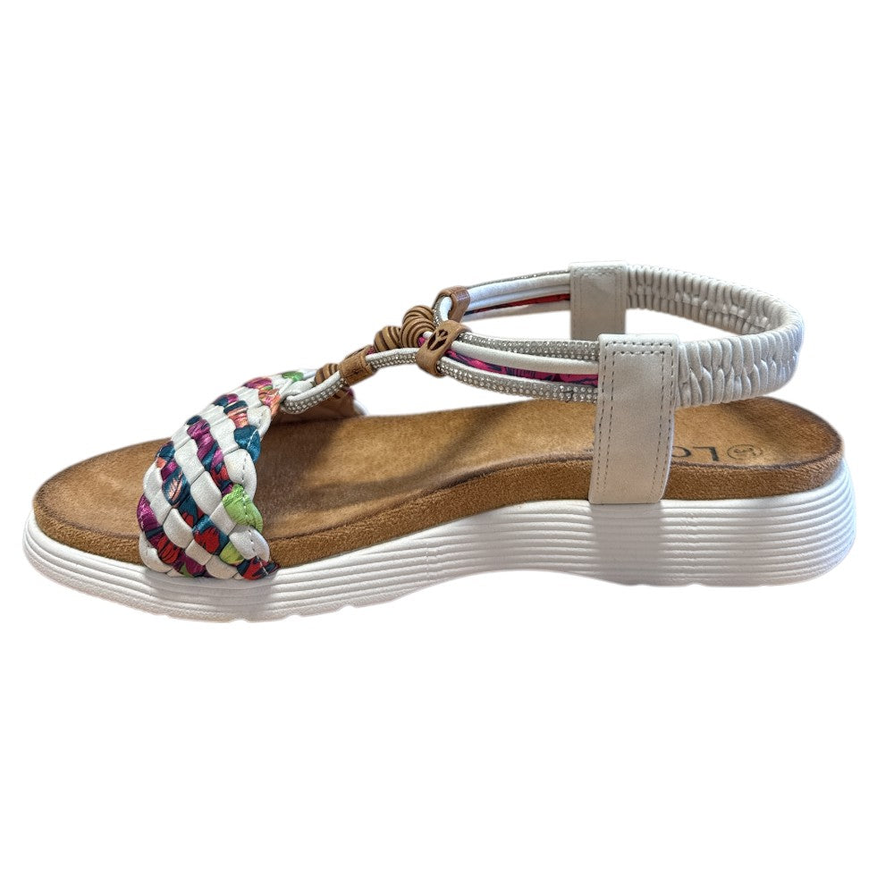 Lotus Russo White Flat Sandals