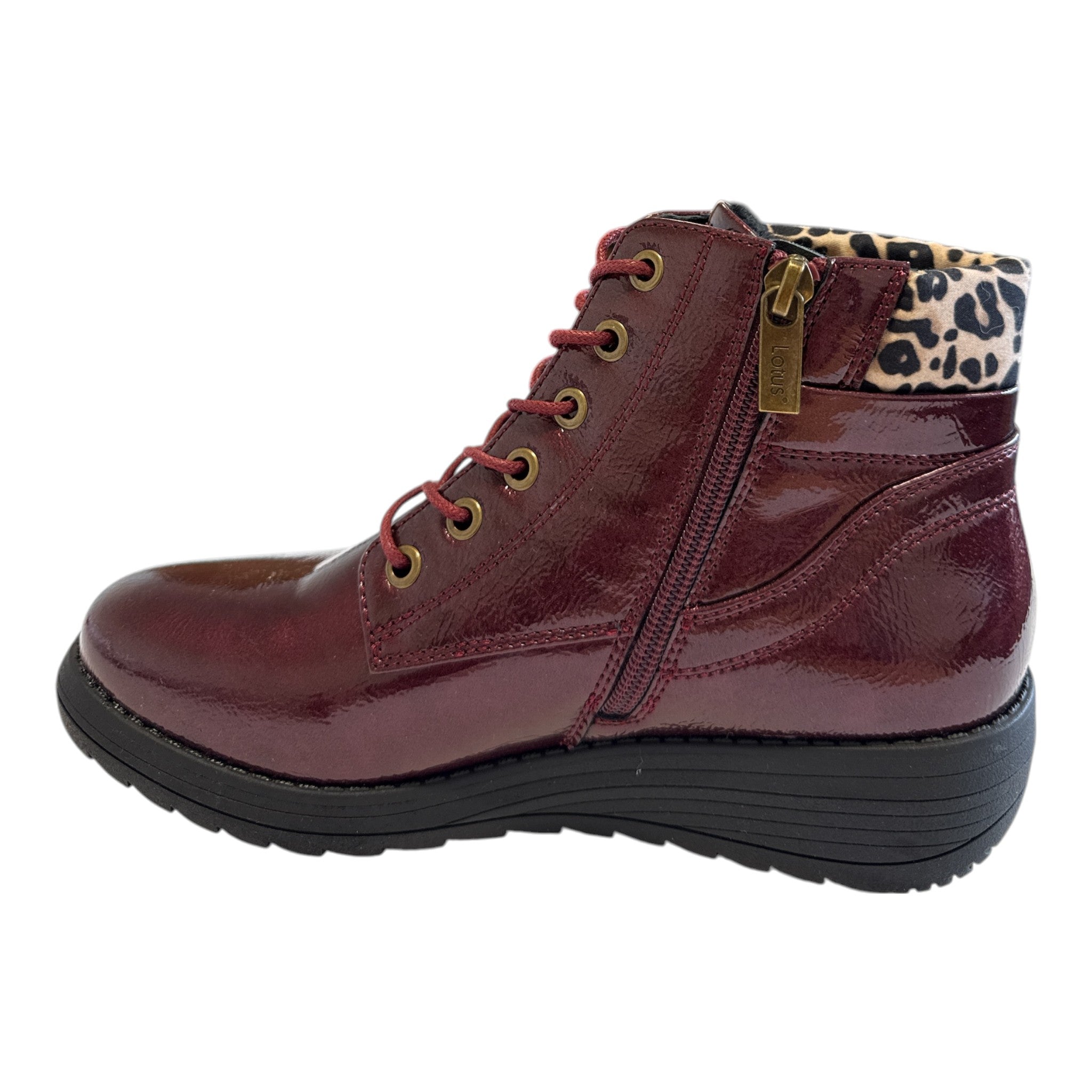 Lotus Abelia Bordo Patent Boots