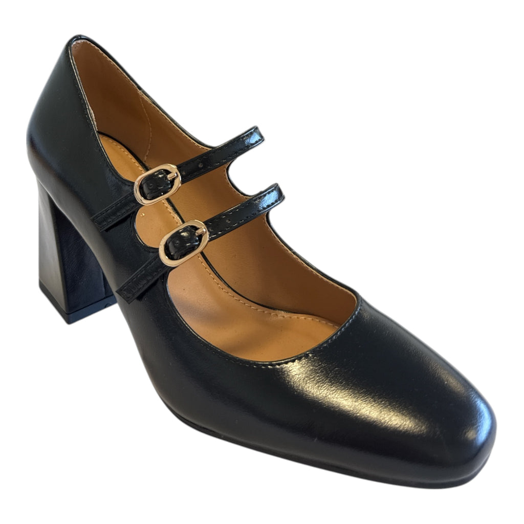 Lotus Aoife Black Mary-Jane Court Shoes