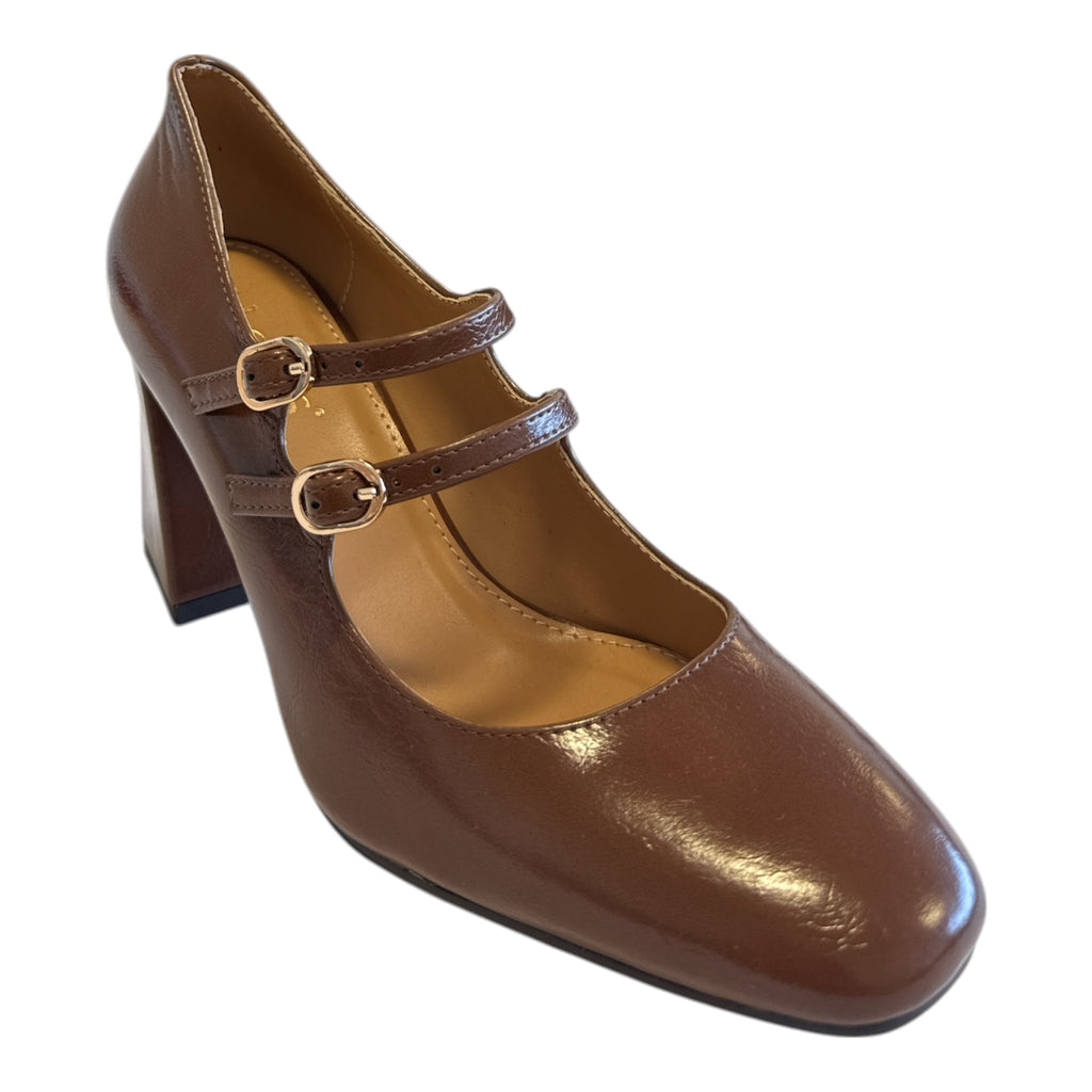 Lotus Aoife Brown Mary-Jane Court Shoes
