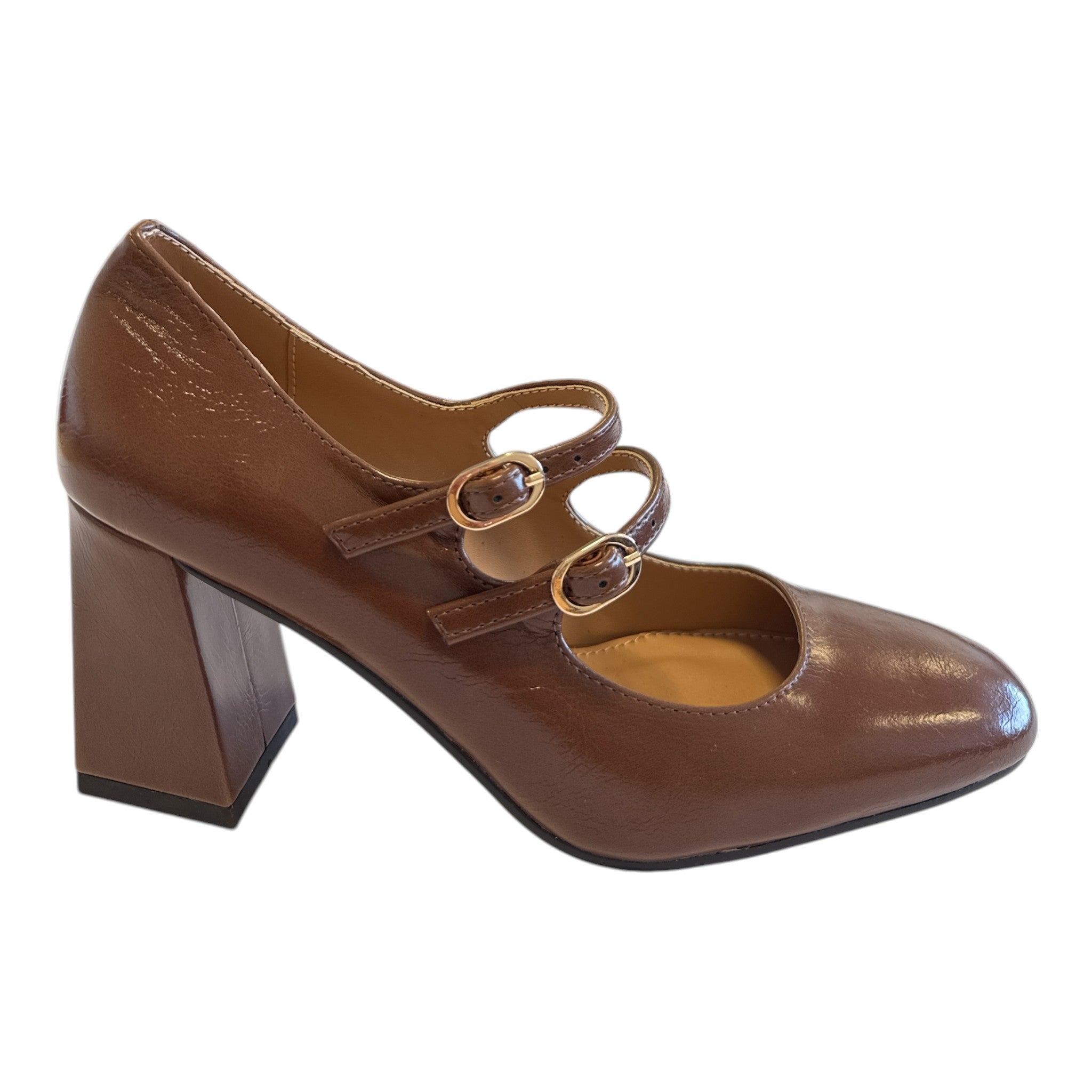 Lotus Aoife Brown Mary-Jane Court Shoes