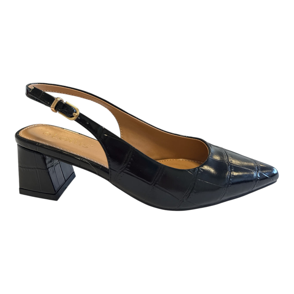 Lotus Arwen Black Slingback Court Shoes