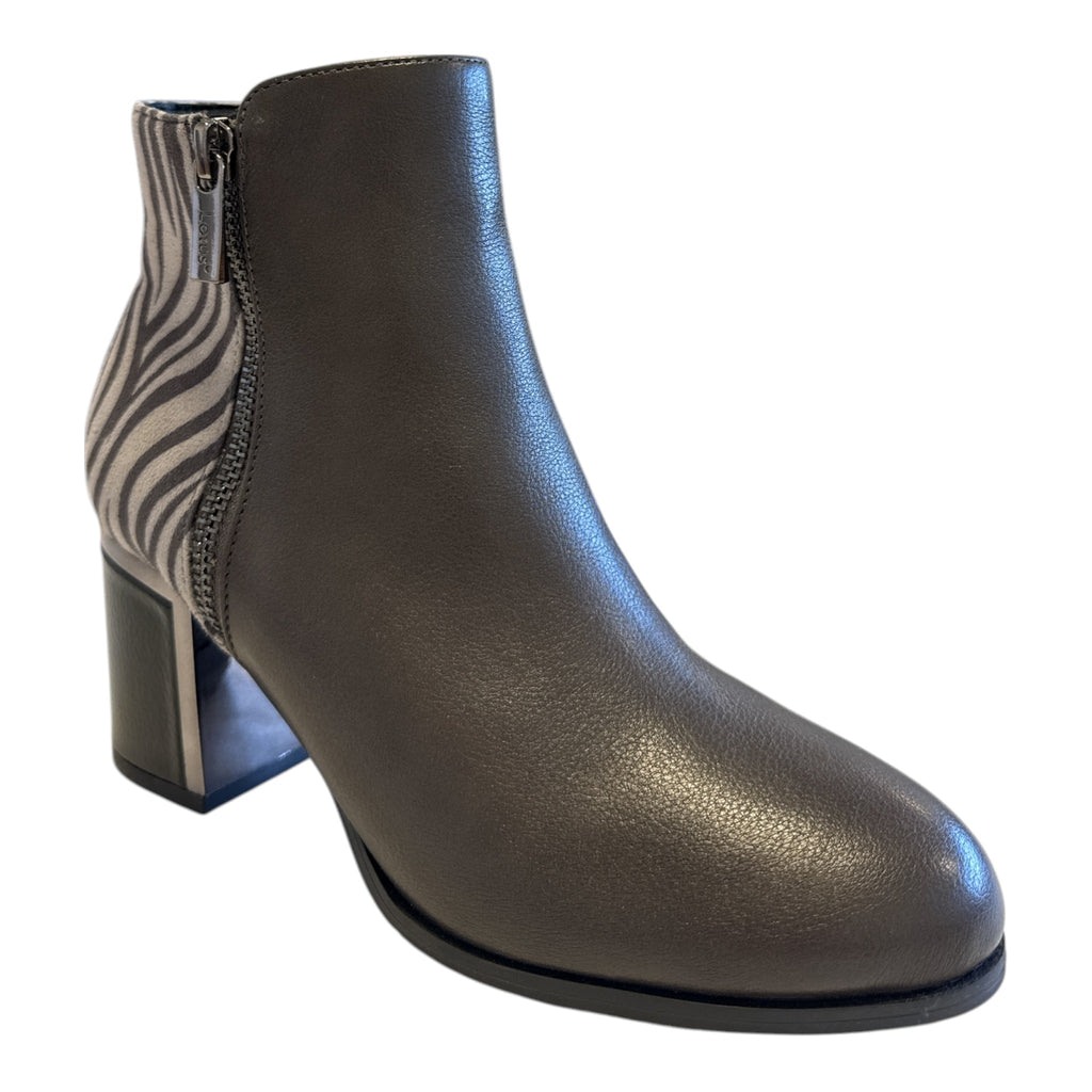 Lotus Athens Grey and Zebra Print Ankle Boots