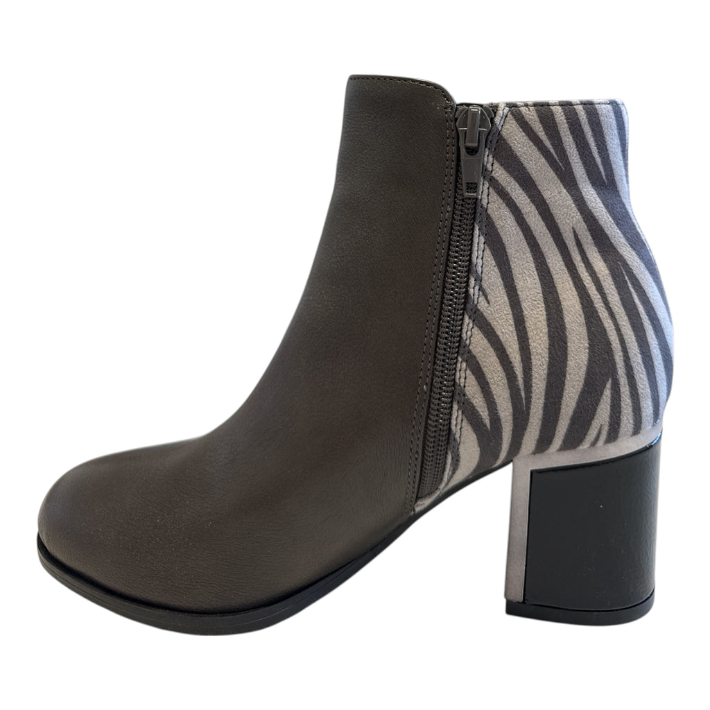 Lotus Athens Grey and Zebra Print Ankle Boots