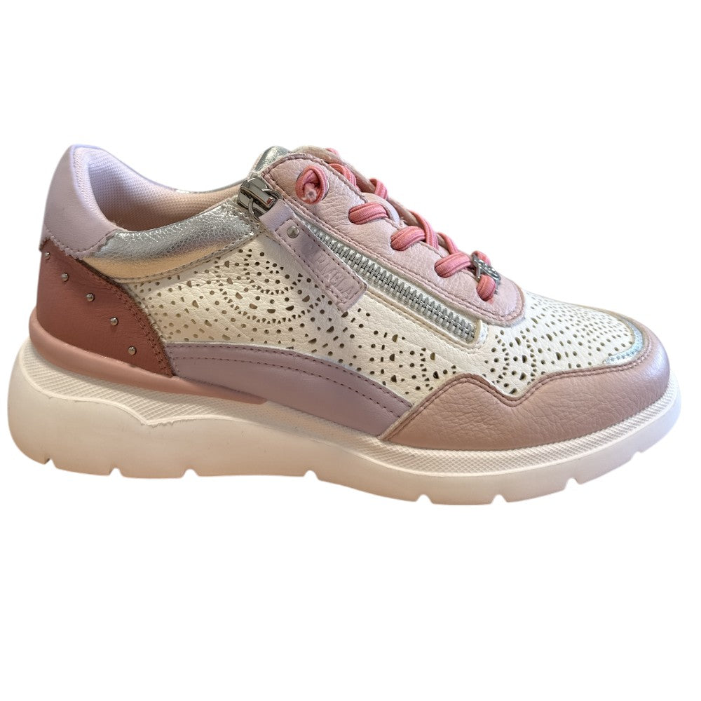 Carmela 163096 Pink and White Leather Trainers