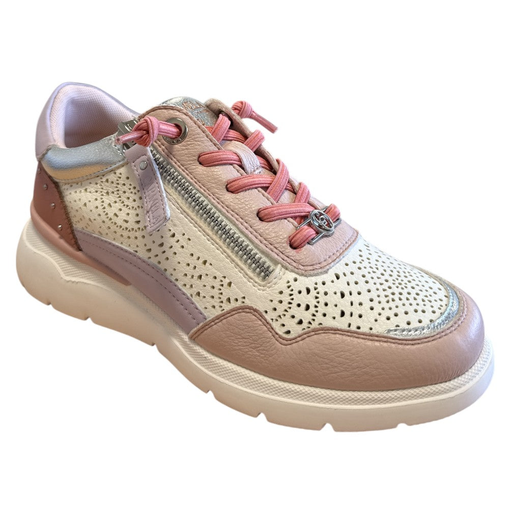 Carmela 163096 Pink and White Leather Trainers