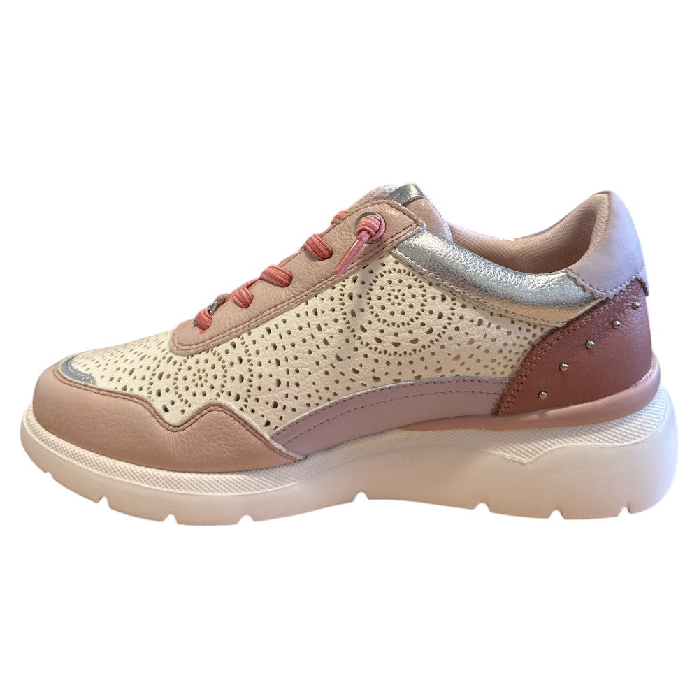 Carmela 163096 Pink and White Leather Trainers