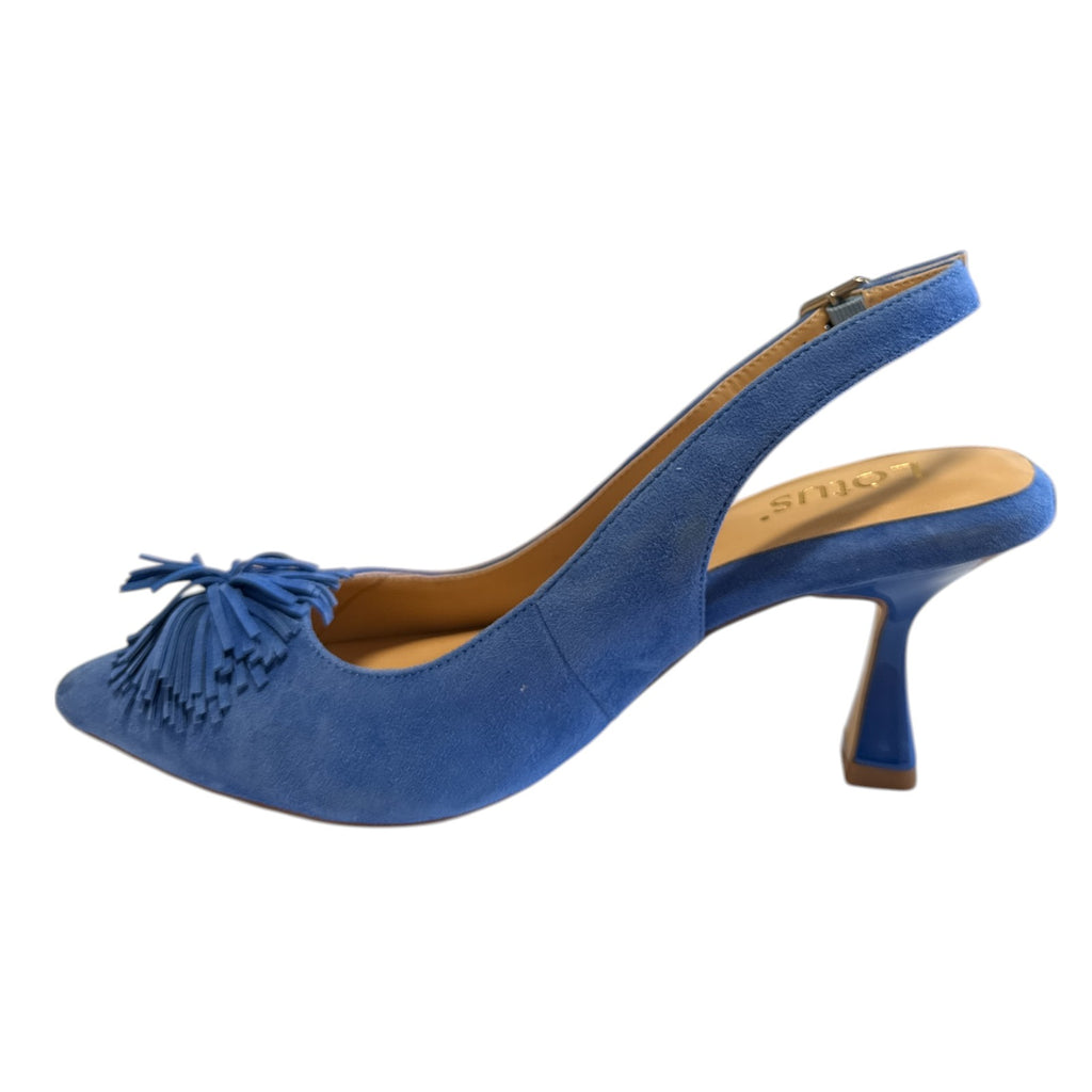 Lotus Caterina Cornflower Blue Suede Slingback Court Shoes