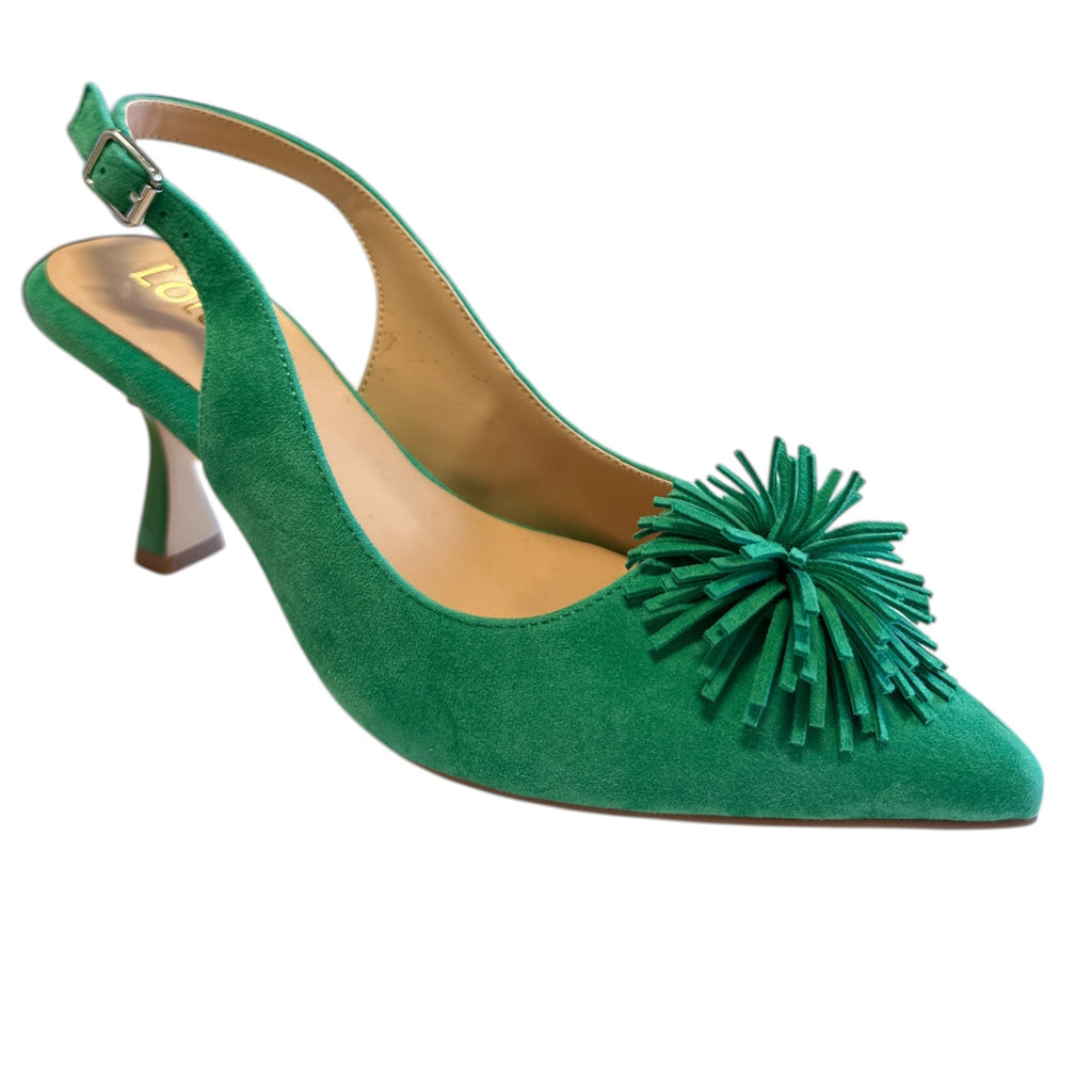 Lotus Caterina Green Suede Slingback Court Shoes
