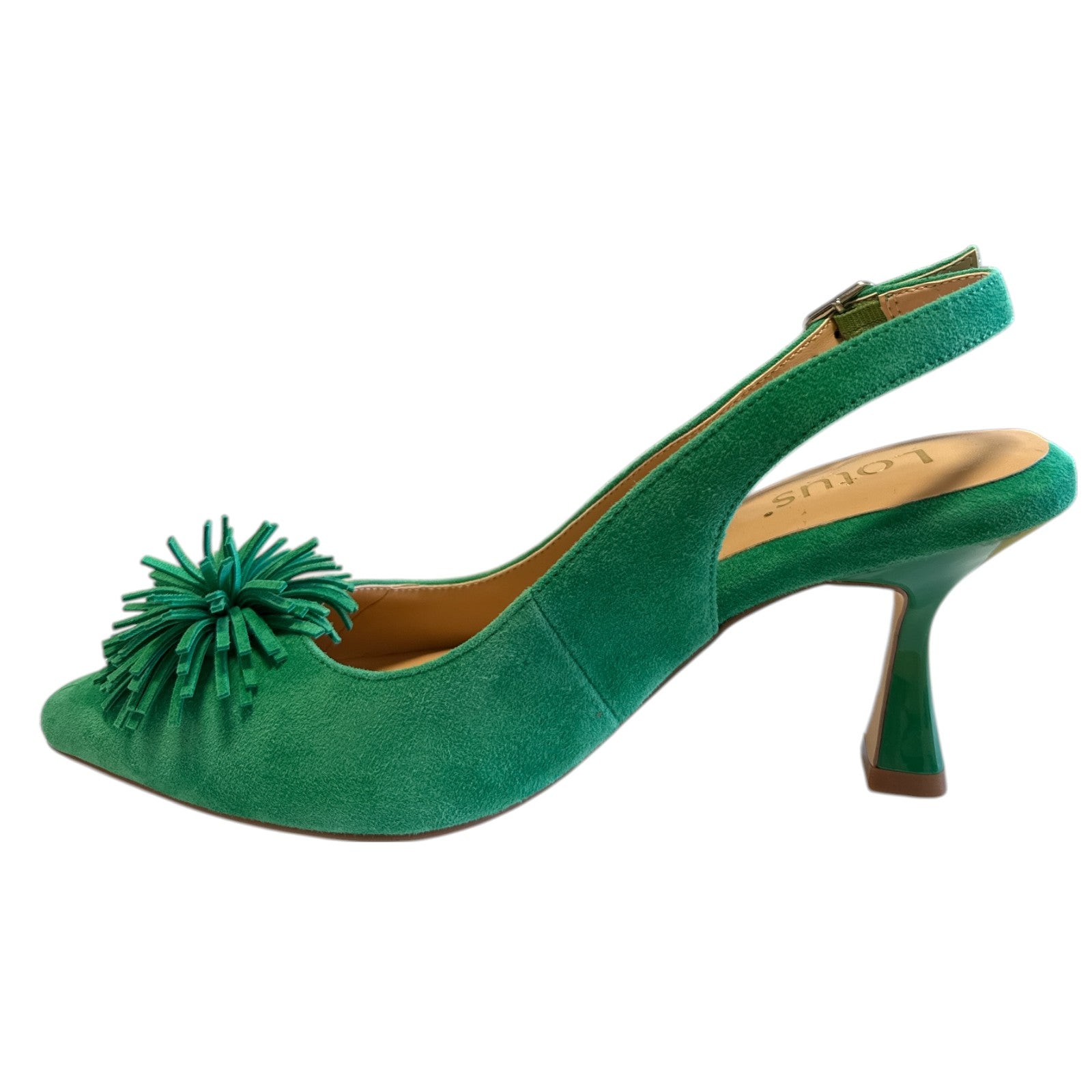 Lotus Caterina Green Suede Slingback Court Shoes