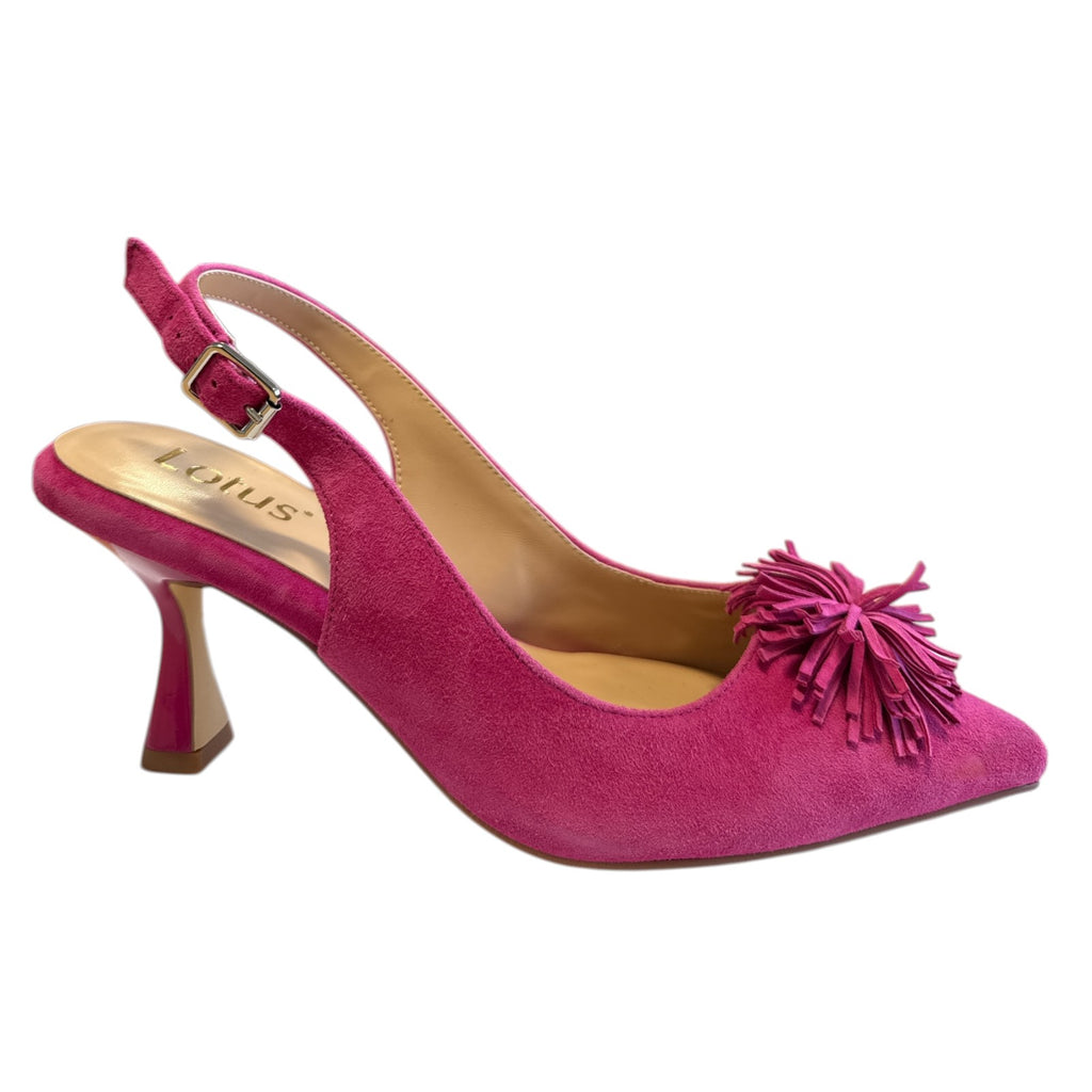 Lotus Caterina Pink Suede Slingback Court Shoes