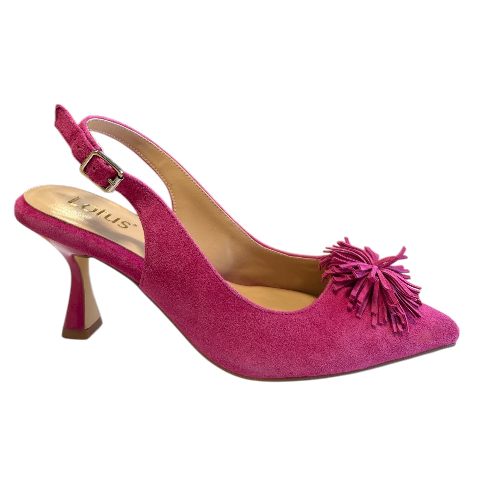 Lotus Caterina Pink Suede Slingback Court Shoes