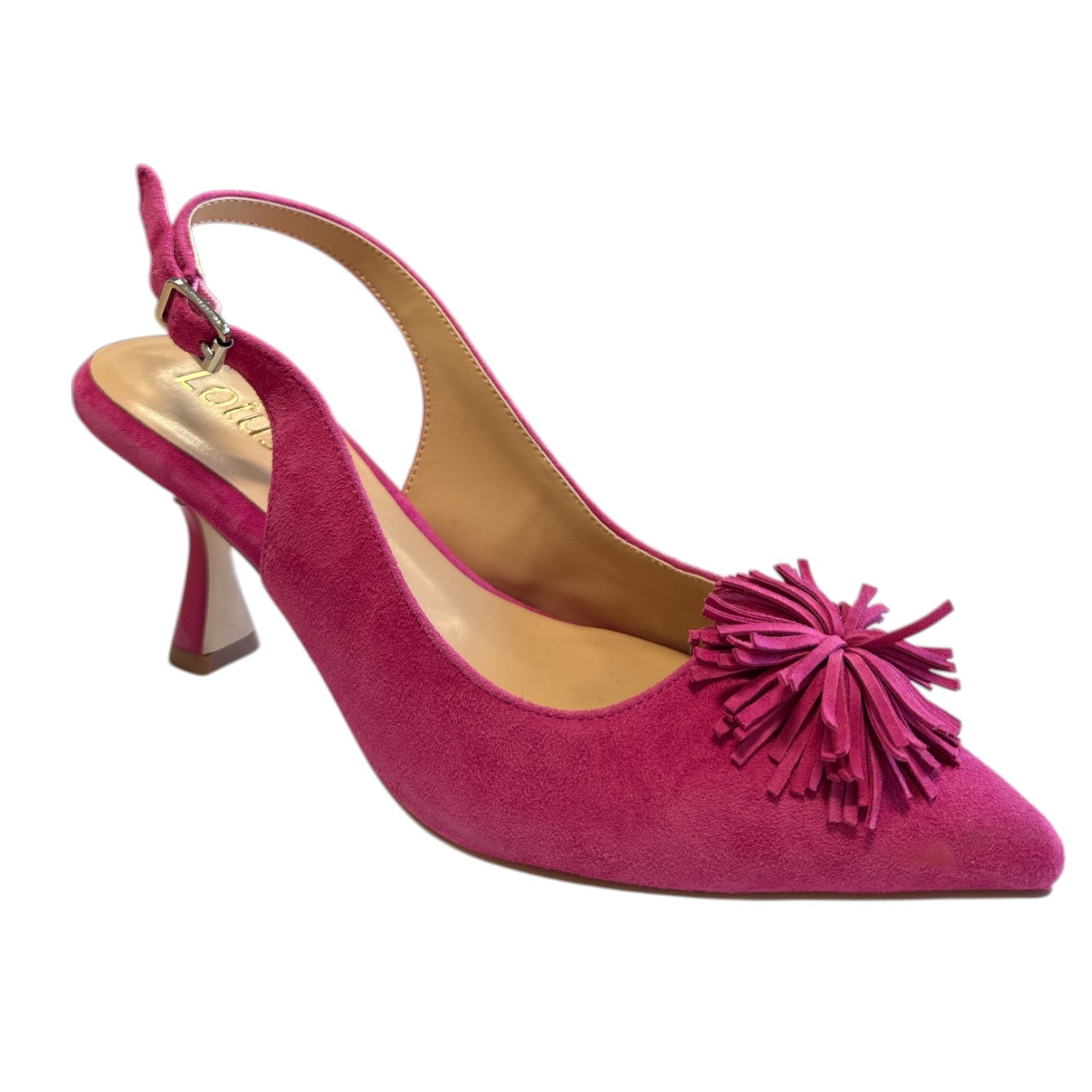 Lotus Caterina Pink Suede Slingback Court Shoes