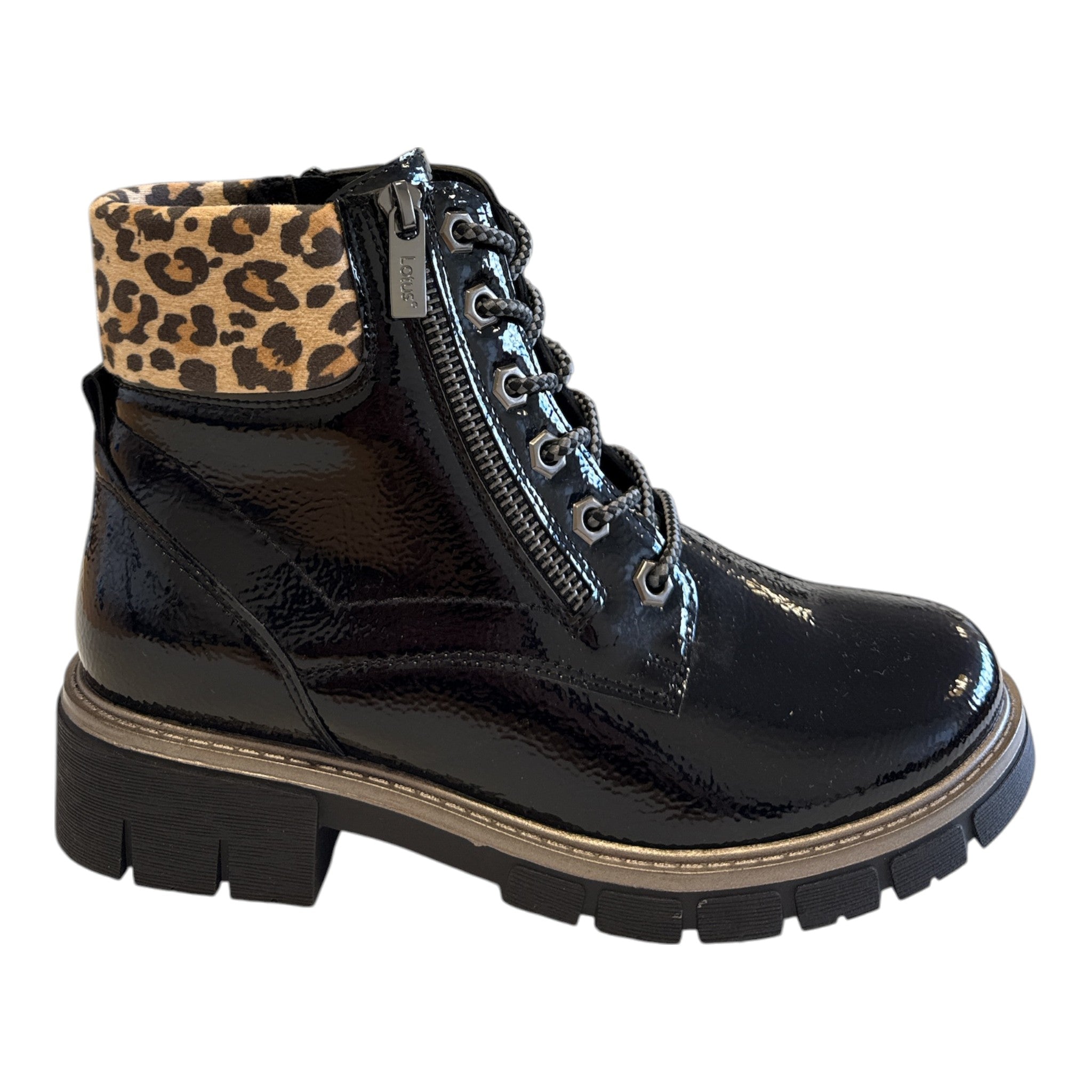 Lotus Charleston Black Patent Ankle Boots