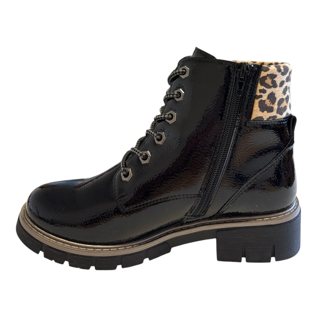 Lotus Charleston Black Patent Ankle Boots