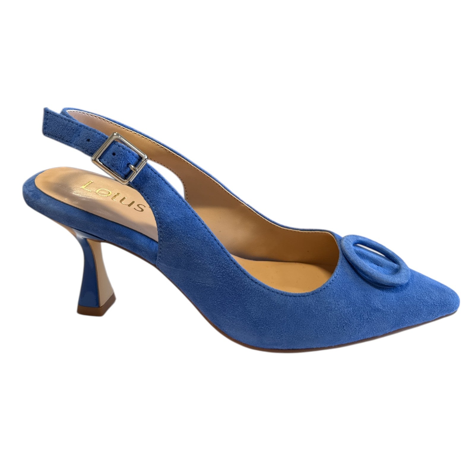 Lotus Delfina Cornflower Blue Suede Slingback Court Shoes