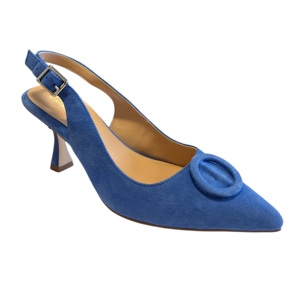 Lotus Delfina Cornflower Blue Suede Slingback Court Shoes