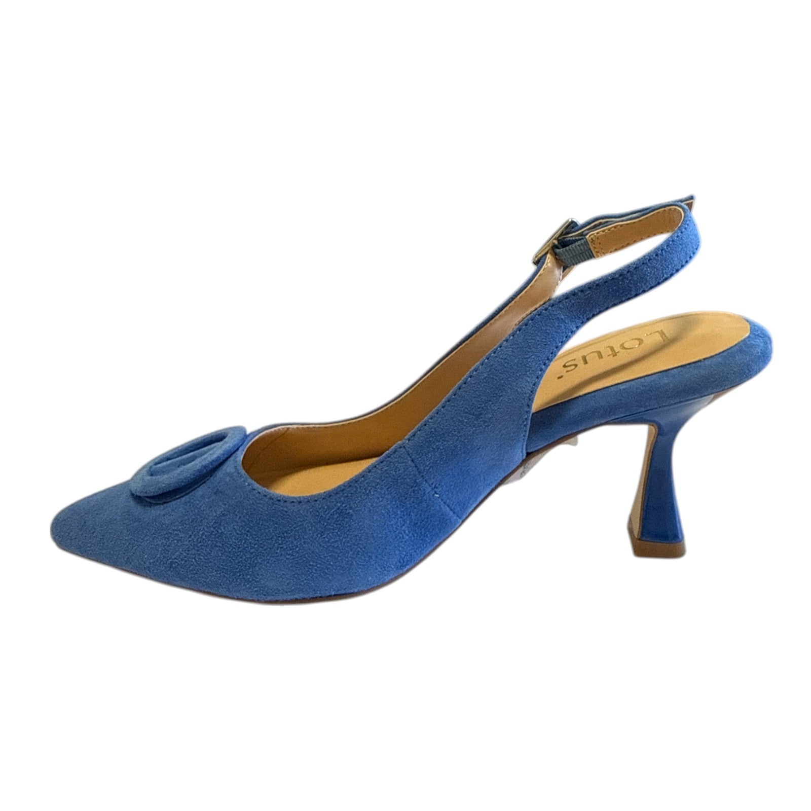 Lotus Delfina Cornflower Blue Suede Slingback Court Shoes