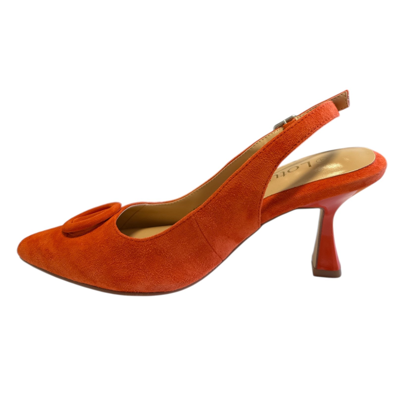 Lotus Delfina Orange Suede Slingback Court Shoes