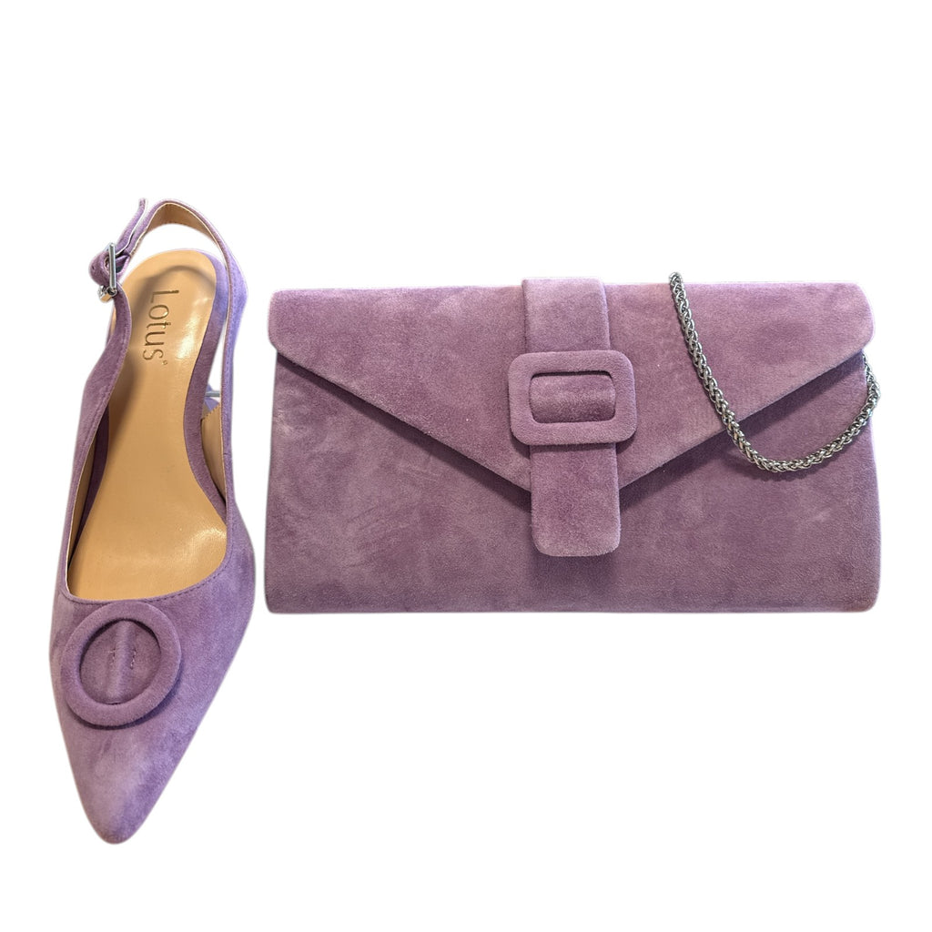 Lotus Delfina Grape Suede Slingback Court Shoes