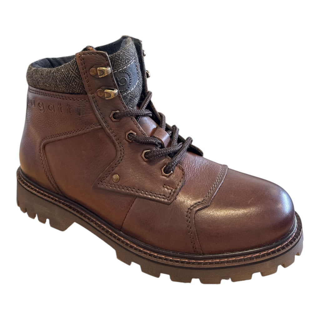Bugatti Gips Comfort Men's Dark Brown Leather Wide Fit Boots