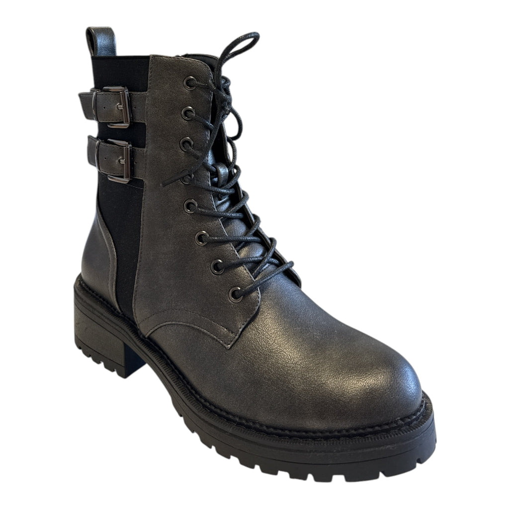 Lotus Hazel Gunmetal Biker Boots