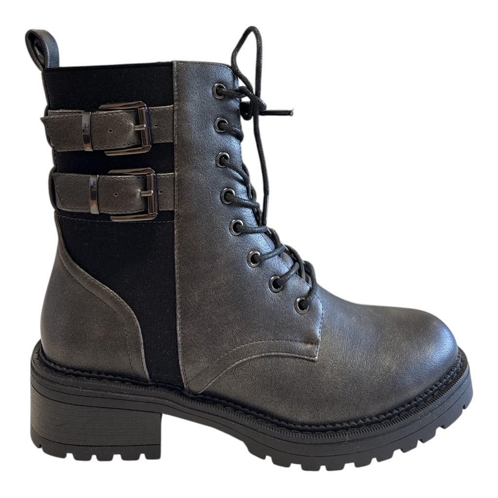 Lotus Hazel Gunmetal Biker Boots