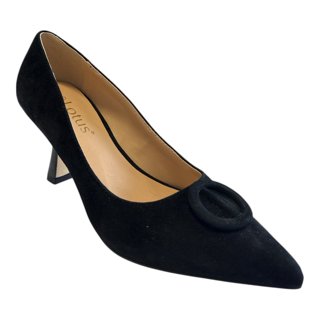 Lotus Henley Black Suede Court Shoes