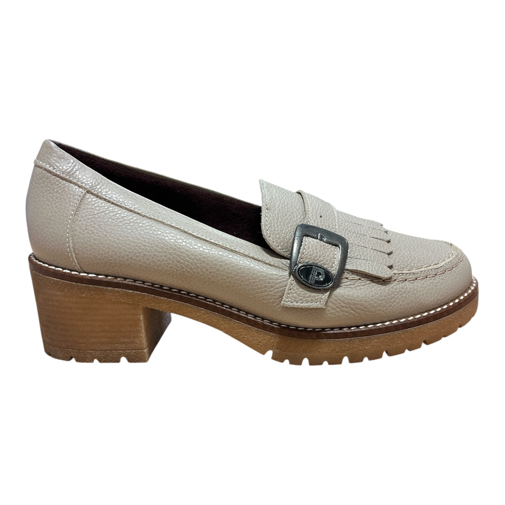 Pitillos Beige Heeled Moccasin Shoes 20.522