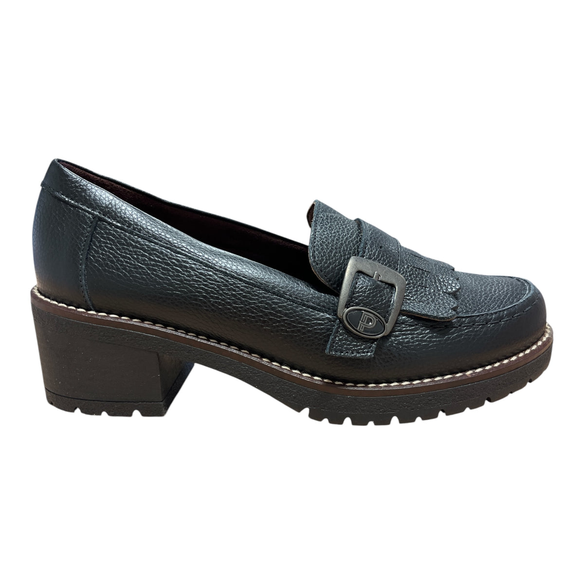 Pitillos Black Heeled Moccasin Shoes 20.523
