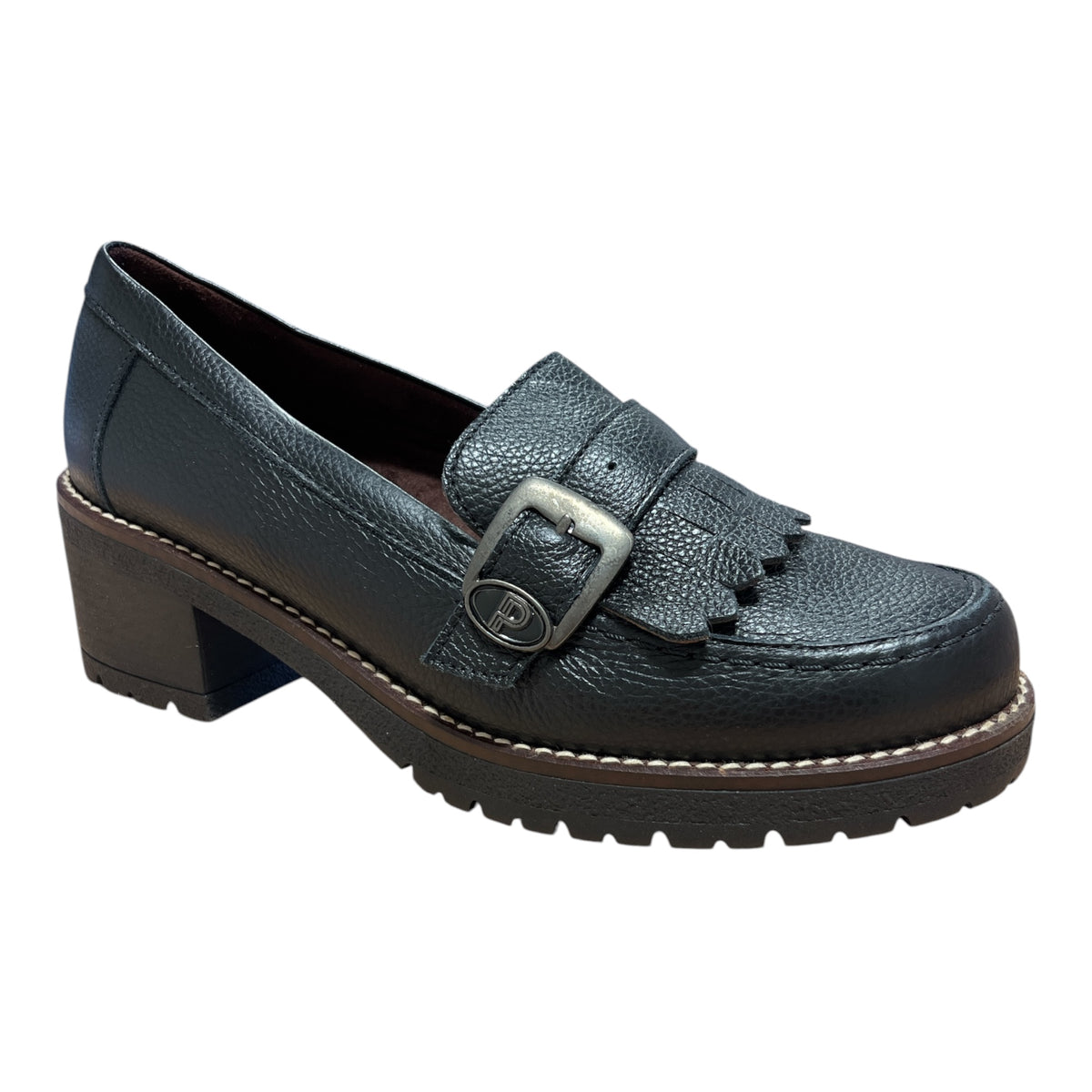 Pitillos Black Heeled Moccasin Shoes 20.523
