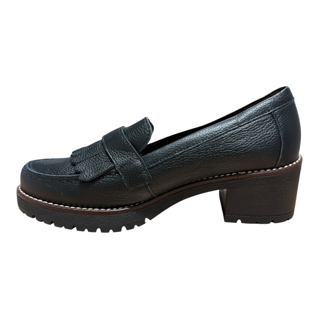 Pitillos Black Heeled Moccasin Shoes 20.523