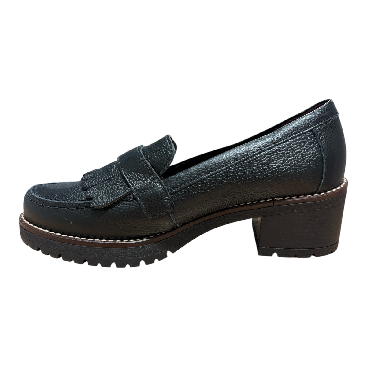 Pitillos Black Heeled Moccasin Shoes 20.523