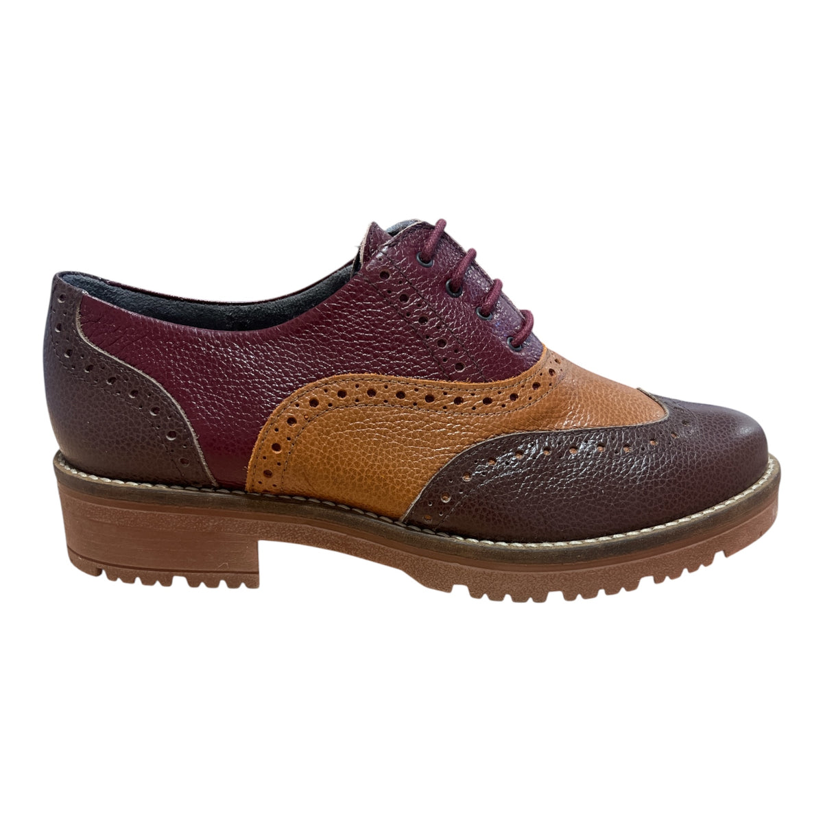Pitillos Brown Tan and Burgundy Women's Leather Brogues 11.564
