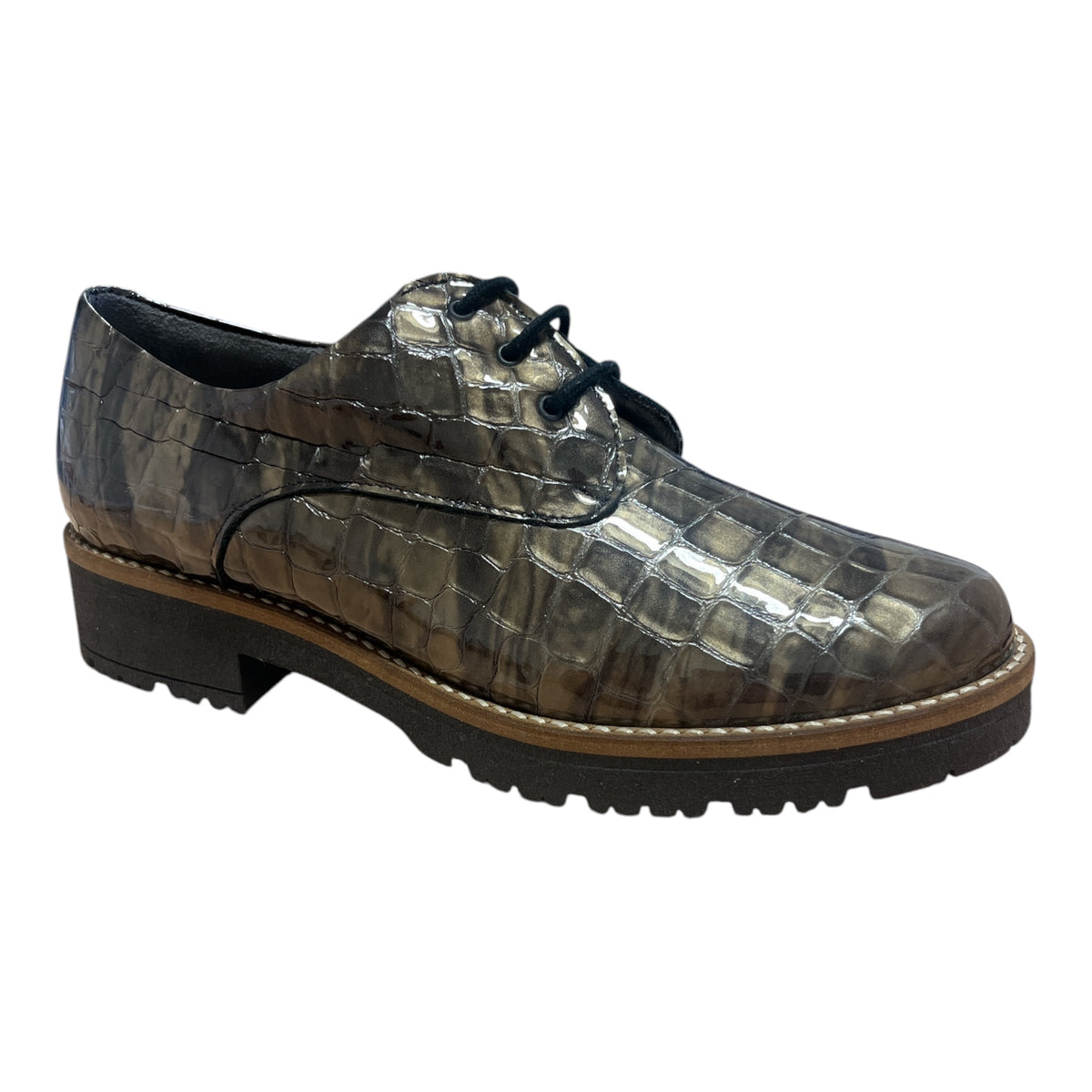 Pitillos Smoke Croc Print Lace-Up Shoes 10.771
