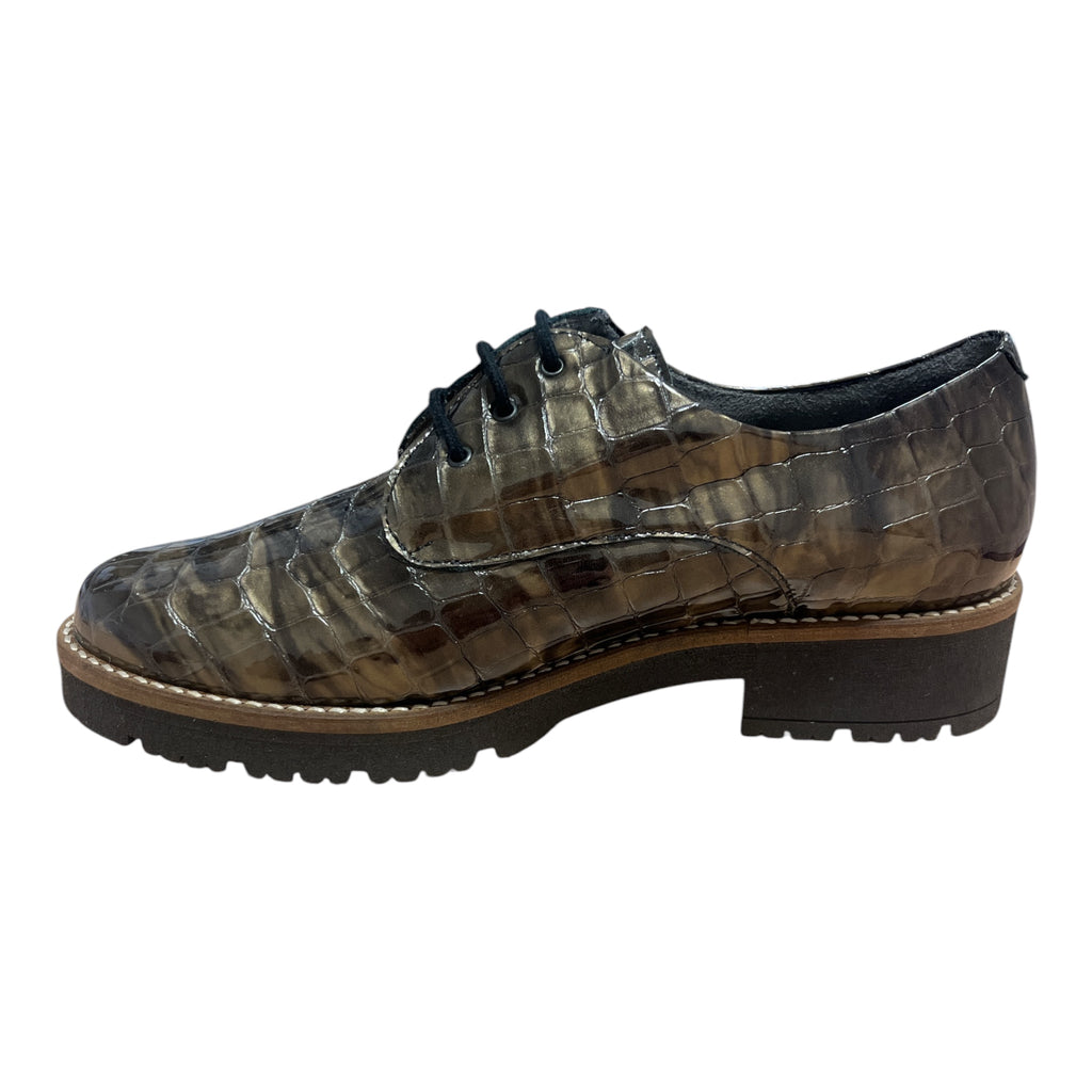 Pitillos Smoke Croc Print Lace-Up Shoes 10.771